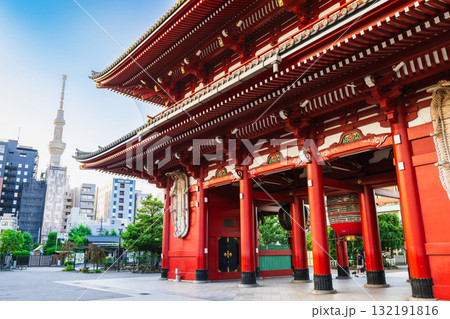 浅草寺宝蔵門と東京スカイツリー 132191816