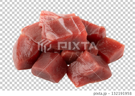 透明背景上的大眼鮪魚塊生魚片(png) 透明背景上的大眼鮪魚塊生魚片(png) 132191958