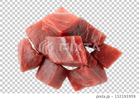透明背景上的大眼鮪魚塊生魚片(png) 透明背景上的大眼鮪魚塊生魚片(png) 132191959