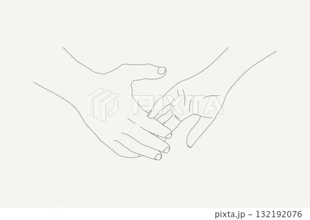 a line drawing of two hands holding each other 132192076