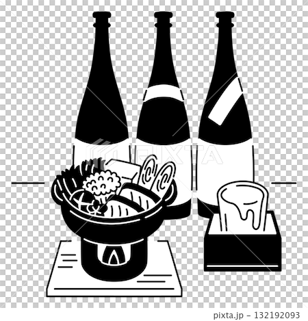 日本酒と寄せ鍋イラスト 日本酒と寄せ鍋イラスト 132192093