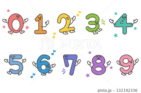 かわいい数字キャラクター イラストセット Cute Number Characters 0–9 かわいい数字キャラクター イラストセット Cute Number Characters 0–9 132192336