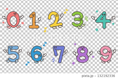 かわいい数字キャラクター イラストセット Cute Number Characters 0–9 かわいい数字キャラクター イラストセット Cute Number Characters 0–9 132192336