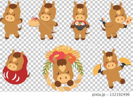 お正月を楽しむ馬たち お正月を楽しむ馬たち 132192496