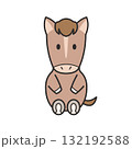 座っている馬のデフォルメイラスト 132192588