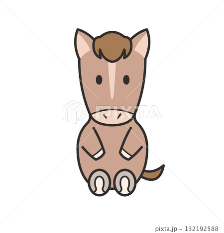 座っている馬のデフォルメイラスト 座っている馬のデフォルメイラスト 132192588