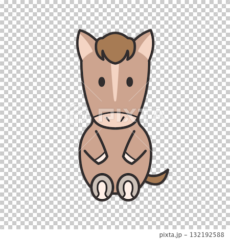 座っている馬のデフォルメイラスト 座っている馬のデフォルメイラスト 132192588