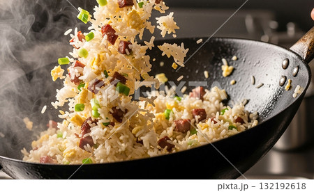 チャーハンを炒める 132192618