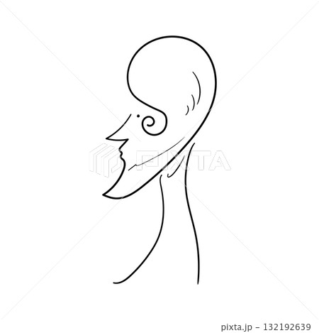 手描きの男性の横顔の線画イラスト 132192639