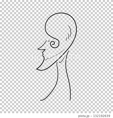 手描きの男性の横顔の線画イラスト 132192639