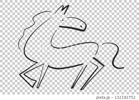 墨絵の振り返るスタイリッシュな馬 2026 モノクロ 正月素材 墨絵の振り返るスタイリッシュな馬 2026 モノクロ 正月素材 132192752