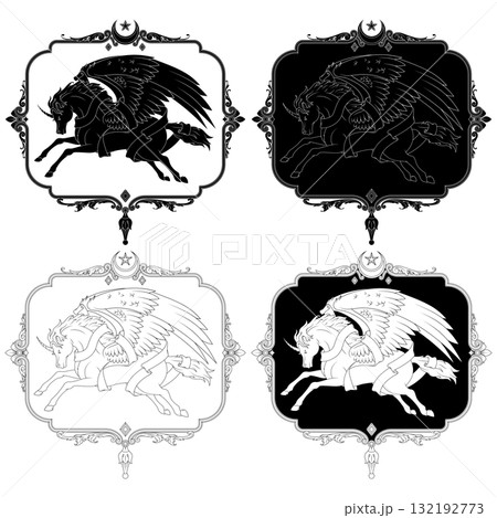 Winged Pegasus with a Ribbon and Victorian Decor 132192773