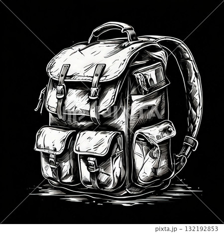 an AI Image Generator, Stylish Backpack with Orange Accents 132192853