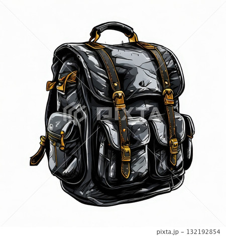an AI Image Generator, Stylish Backpack with Orange Accents 132192854