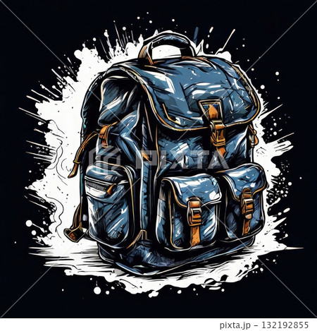 an AI Image Generator, Stylish Backpack with Orange Accents 132192855