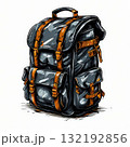an AI Image Generator, Stylish Backpack with Orange Accents 132192856