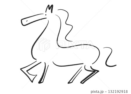 墨絵のスタイリッシュな馬 2026 モノクロ 正月素材のイラスト素材