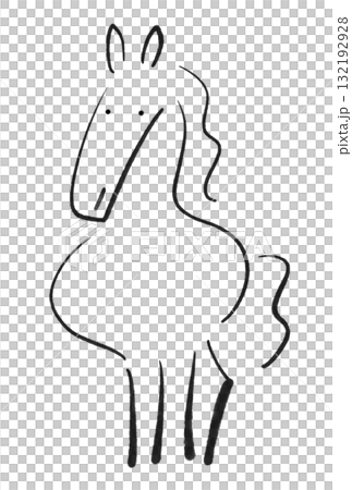 時尚墨水畫馬，正面圖，2026，單色，新年材料 132192928