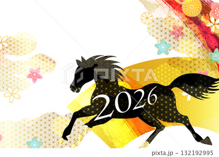 午 年賀状 干支 背景 午 年賀状 干支 背景 132192995