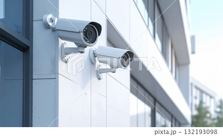 《AI画像》壁に設置された防犯カメラ 132193098