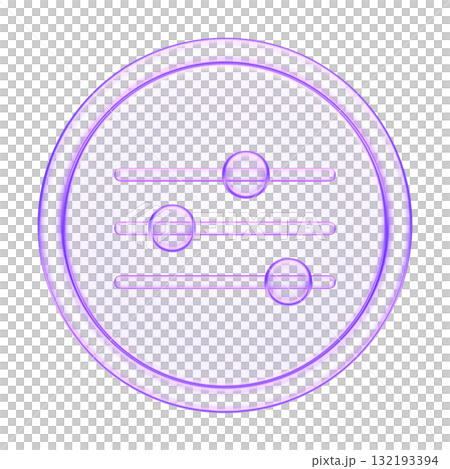 3D glassmorphism control slider icon in purple gradient. Glossy minimal interface element representing adjustment, equalizer, and customization in digital UI systems 3D glassmorphism control slider icon in purple gradient. Glossy minimal interface element representing adjustment, equalizer, and customization in digital UI systems 132193394