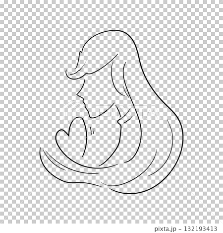 Hand-drawn minimalist line art of a woman's profile Hand-drawn minimalist line art of a woman's profile 132193413