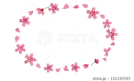 桜の刺繍の楕円の飾り 132193565