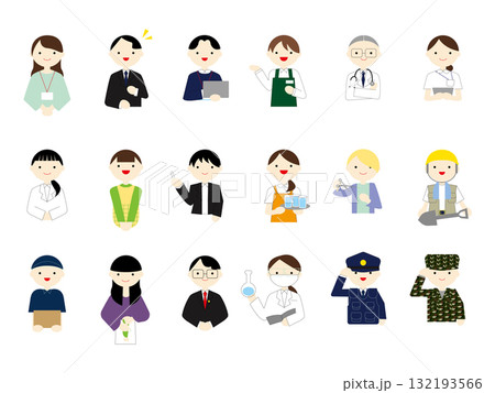 働く人のイラストセット 働く人のイラストセット 132193566