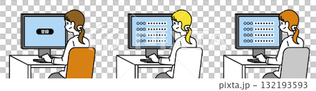 パソコンで登録、申請作業をする若い女性 パソコンで登録、申請作業をする若い女性 132193593