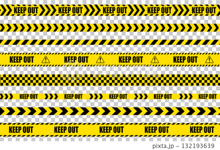 一組黃色和黑色膠帶插圖，表示禁止擅闖 132193639