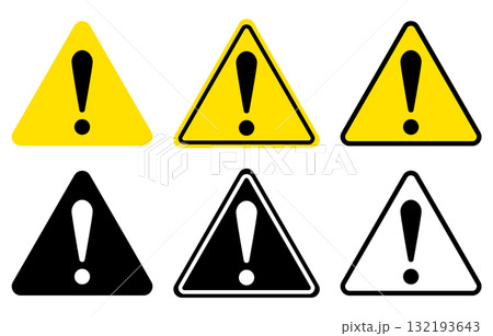 危険、注意、警告等を表すアイコンイラストセット 132193643