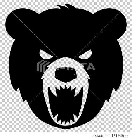 咆哮的熊臉輪廓圖 132193658