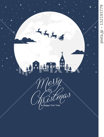 クリスマス グリーティングカード・招待状テンプレートイラスト 132193779