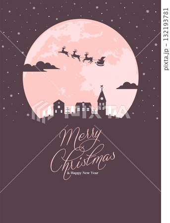 クリスマス グリーティングカード・招待状テンプレートイラスト 132193781