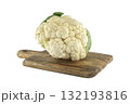 Fresh Cauliflower Head on Rustic Cutting Board for Healthy Cooking and Food Photography 132193816