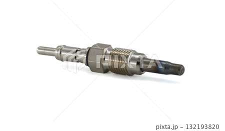 Close-up of a metal diesel engine glow plug isolated on white background 132193820