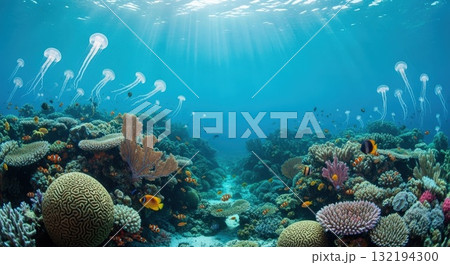 美しい南国の珊瑚庭園と輝くファンタジー熱帯魚 美しい南国の珊瑚庭園と輝くファンタジー熱帯魚 132194300