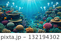 美しい南国の珊瑚庭園と輝くファンタジー熱帯魚 132194302