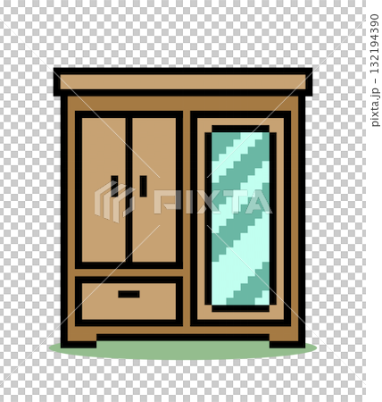 8 bit pixel wood clothes in vector illustrations for game assets. wardrobe pixel art. 8 bit pixel wood clothes in vector illustrations for game assets. wardrobe pixel art. 132194390