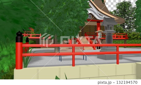 「海景神社」PNG素材，可作為動畫背景。天空是透明的，請隨意使用。 132194570