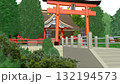 アニメーションの背景に使える PNG素材『海の見える神社』空は透明ですのでご自由にどうぞ 132194573