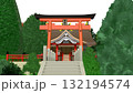アニメーションの背景に使える PNG素材『海の見える神社』空は透明ですのでご自由にどうぞ 132194574
