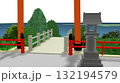 アニメーションの背景に使える PNG素材『海の見える神社』空は透明ですのでご自由にどうぞ 132194579