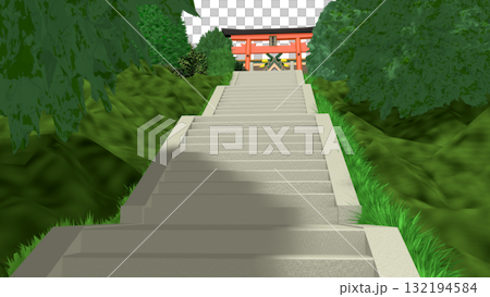 「海景神社」PNG素材，可作為動畫背景。天空是透明的，請隨意使用。 132194584