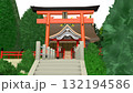 アニメーションの背景に使える PNG素材『海の見える神社』空は透明ですのでご自由にどうぞ 132194586