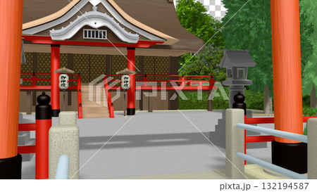 "Shrine with a view of the sea" PNG material that can be used as a background for animation. The sky is transparent, so feel free to use it. 132194587