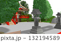 アニメーションの背景に使える PNG素材『海の見える神社』空は透明ですのでご自由にどうぞ 132194589