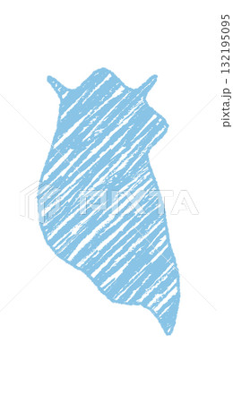 Blue crayon sketch speech bubble with fluid diagonal squiggle outline. Abstract chat message element and vivid background, dynamic style perfect for banner or card theme. 132195095