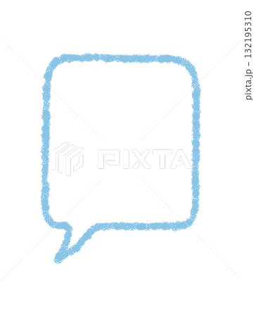 Hand drawn chalk speech balloon icon in soft blue with organic outline. Message and quote element shaped as chat or talk box, perfect for creative communication and conversation post template. 132195310