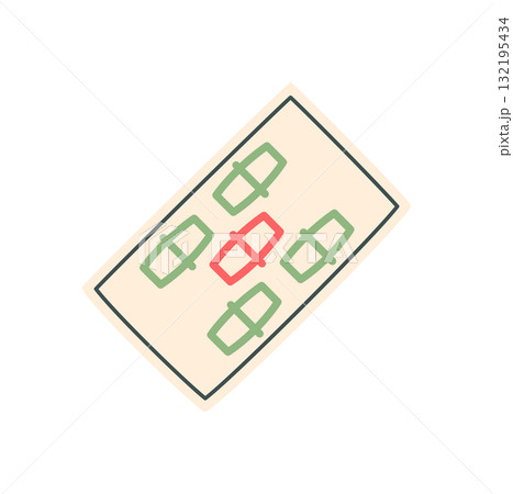 Flat Chinese mahjong game tile design. Mahjong boardgame piece for table plays and hobby enthusiasts. Traditional strategy game element, graphic style, simple format, perfect for recreational Flat Chinese mahjong game tile design. Mahjong boardgame piece for table plays and hobby enthusiasts. Traditional strategy game element, graphic style, simple format, perfect for recreational 132195434